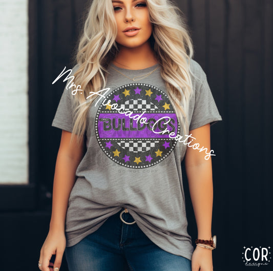 Bulldogs purple gold star circle