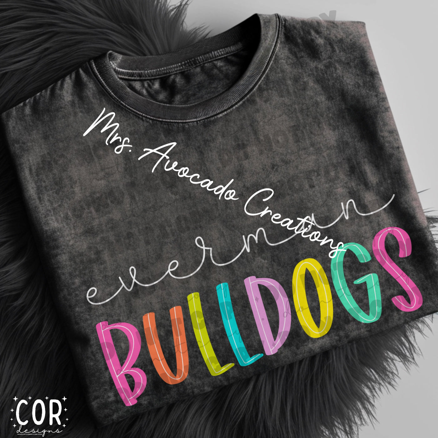 Everman Bulldogs script and colorful alpha