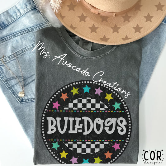 Bulldogs stars checkered circle
