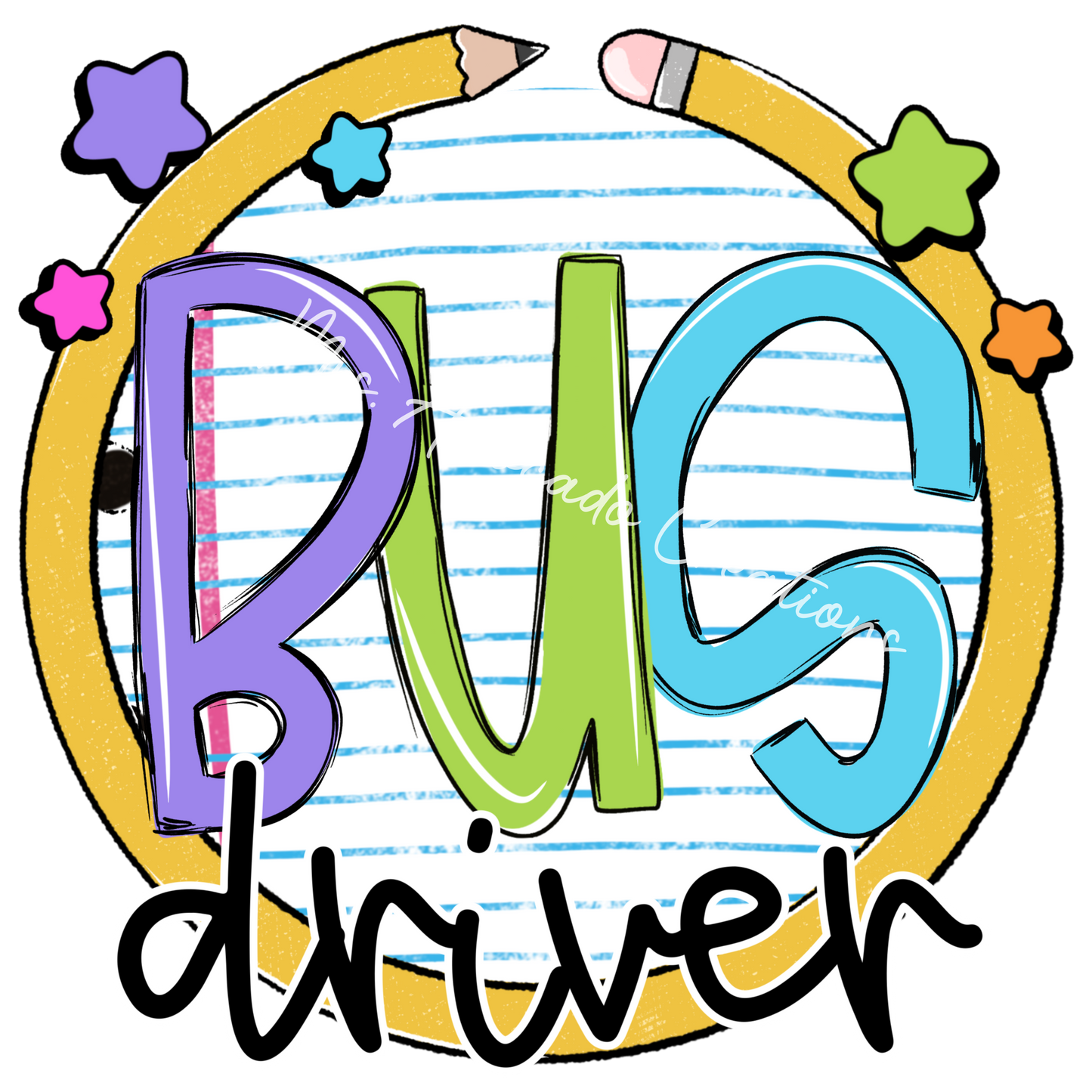 Colorful pencil circle bus driver