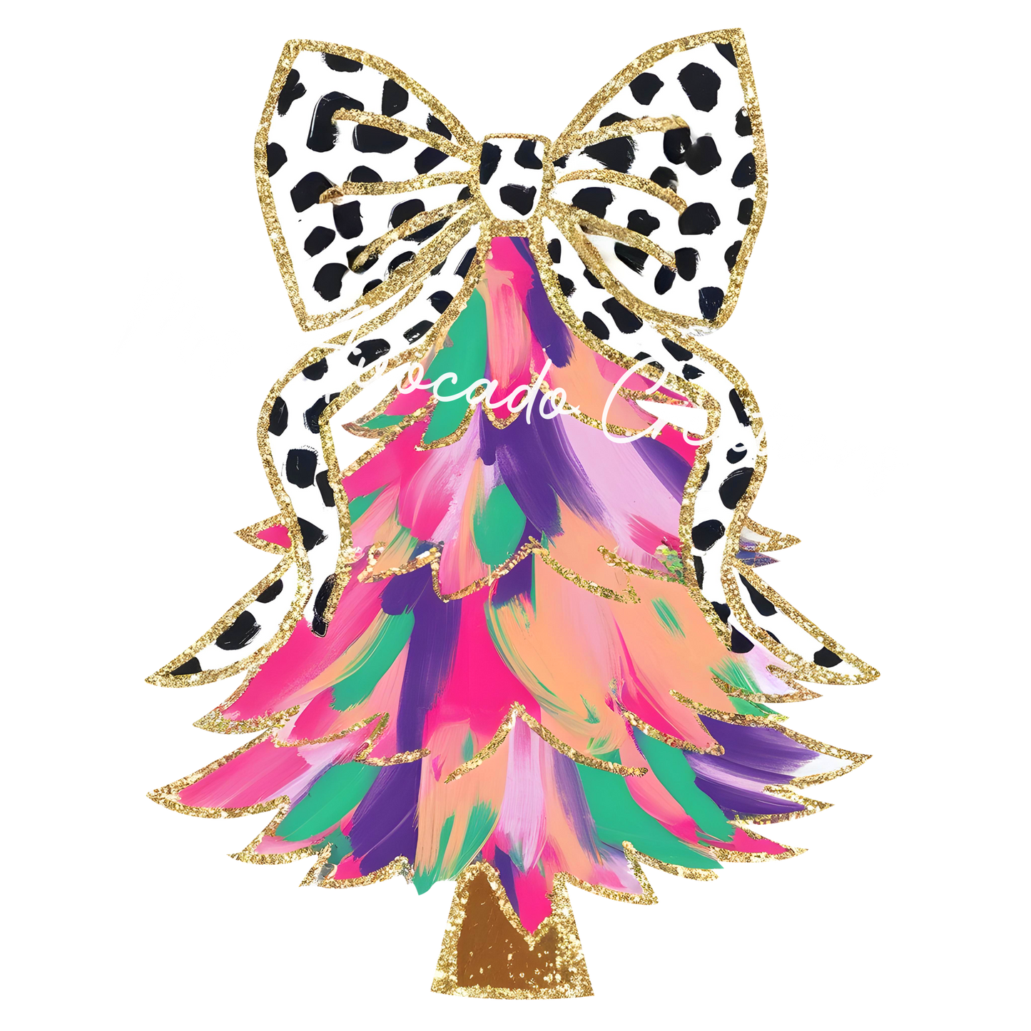 Coquette bright brushstroke Christmas tree