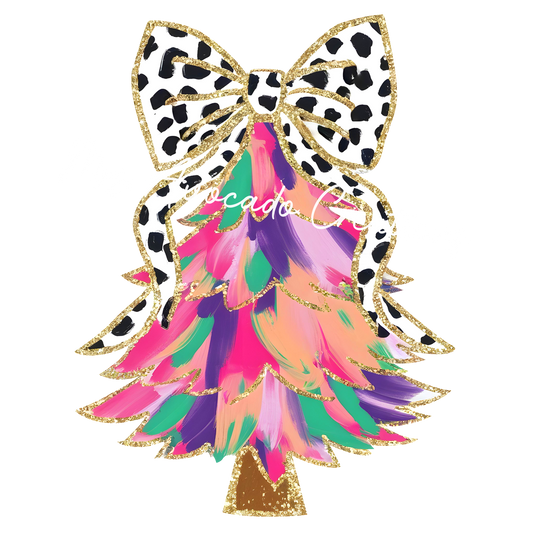 Coquette bright brushstroke Christmas tree