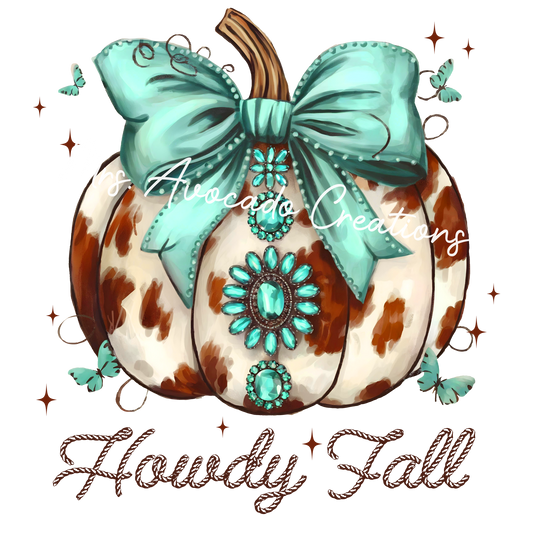 Howdy fall cowprint pumpkin