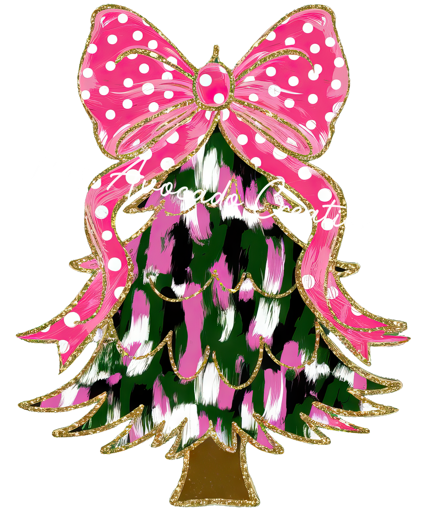 Coquette pink, black, white Christmas tree