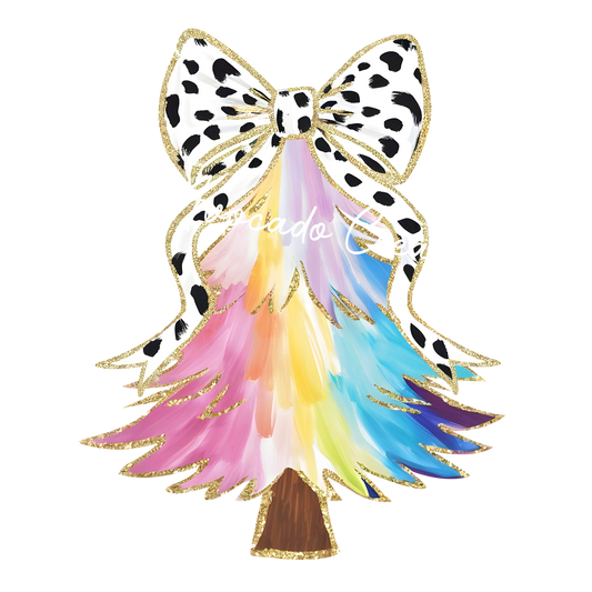 Coquette pastel rainbow Christmas tree