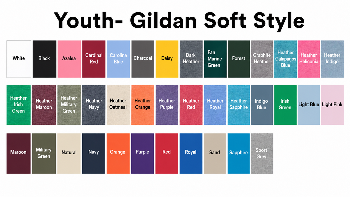 Kids Shirt Color Options