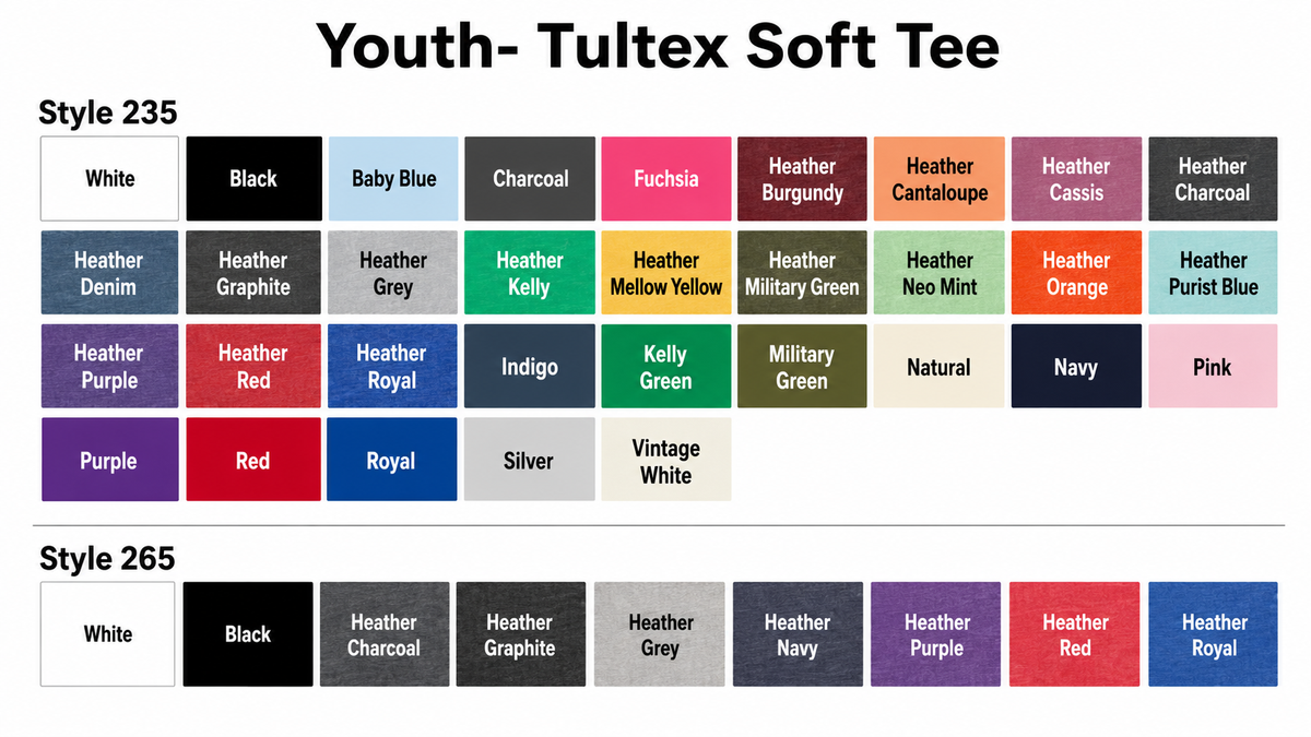Kids Shirt Color Options