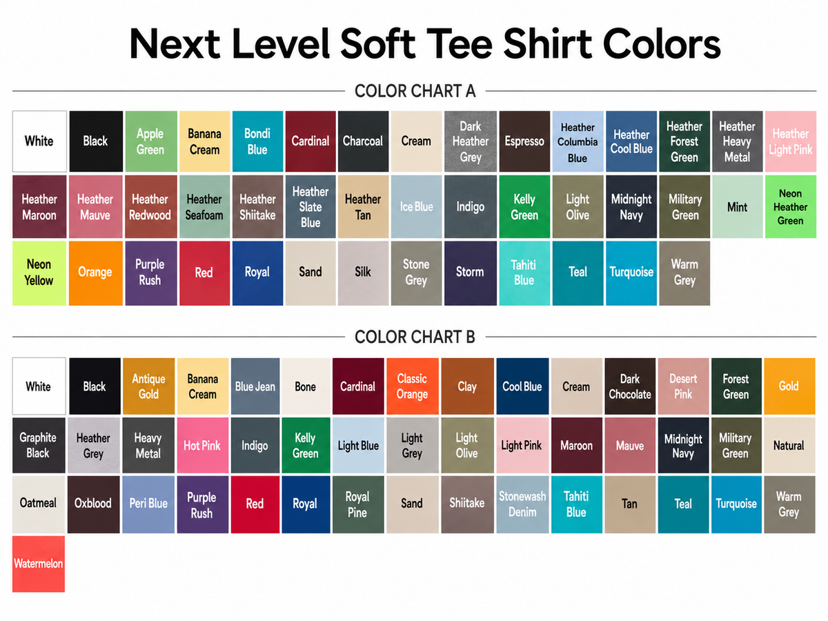 Adult Shirt Color Options
