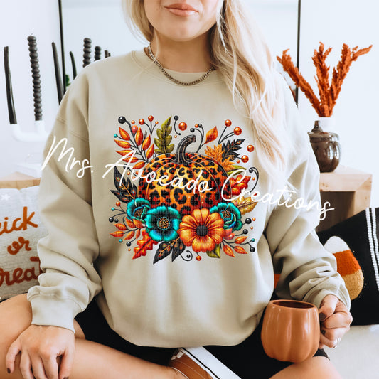 Floral leopard pumpkin