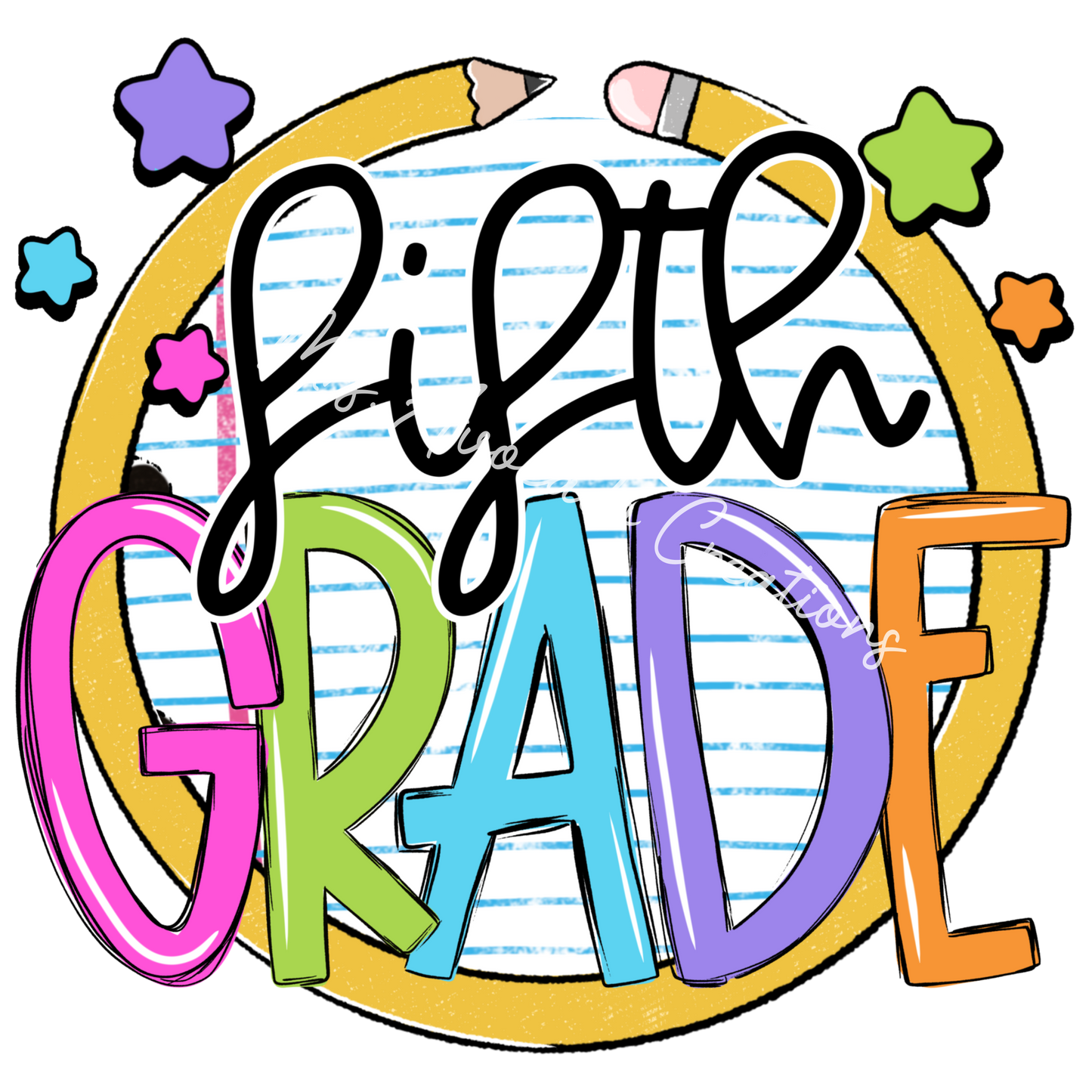Colorful pencil circle fifth grade