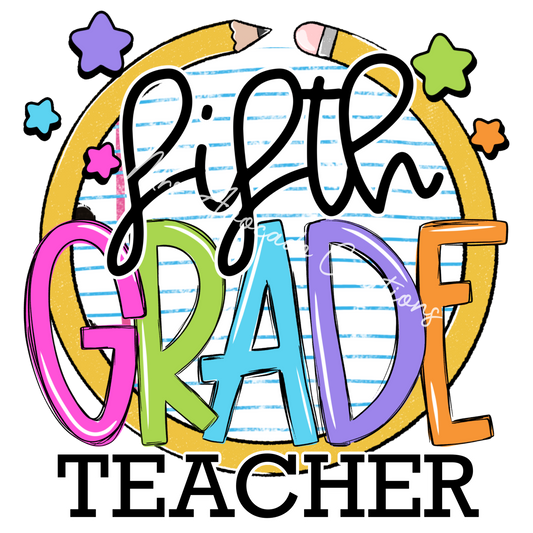 Colorful pencil circle fifth grade teacher