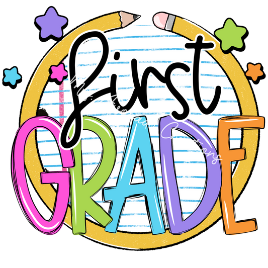 Colorful pencil circle first grade