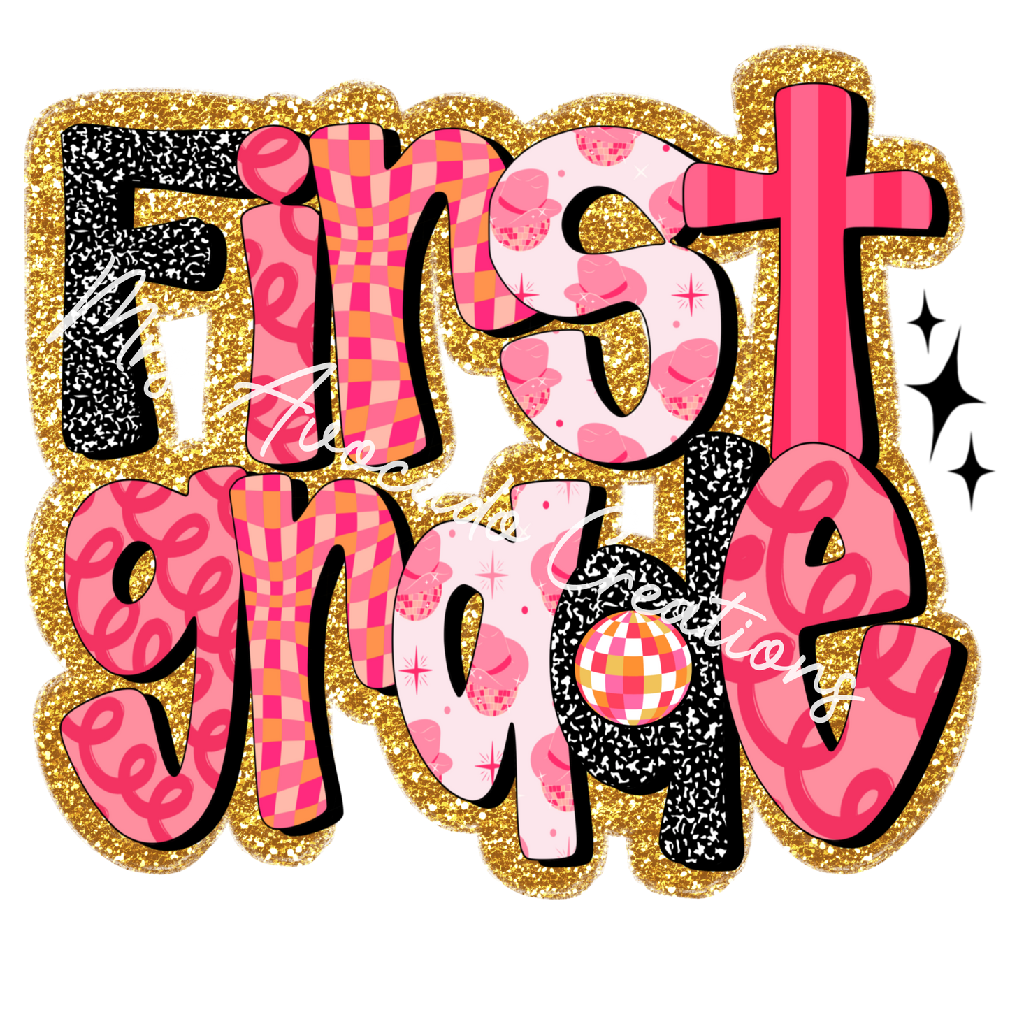 Pink and gold first grade