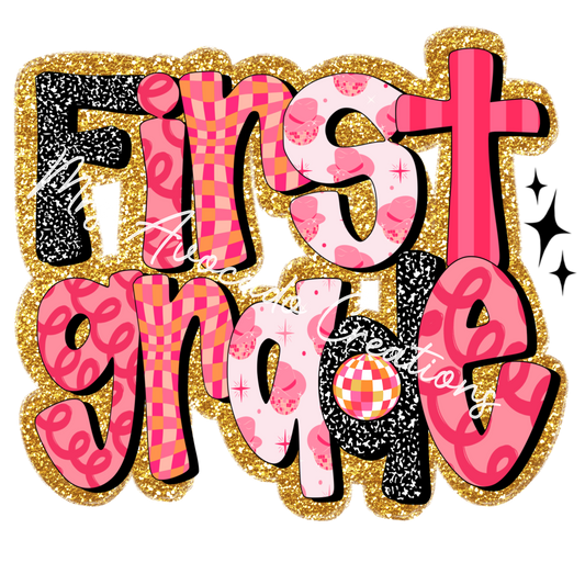 Pink and gold first grade