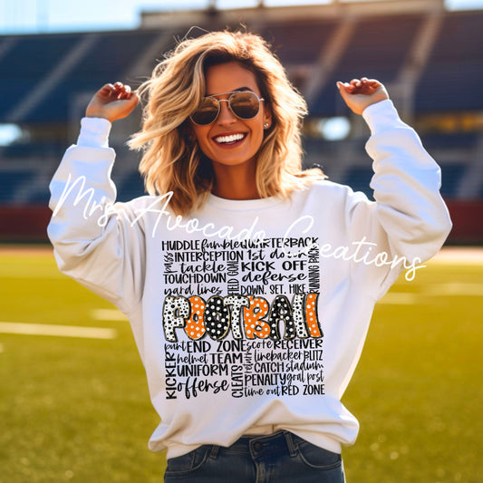 Football doodle art orange and black