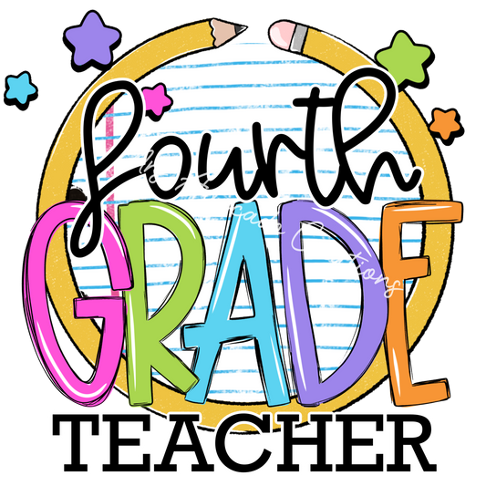 Colorful pencil circle fourth grade teacher