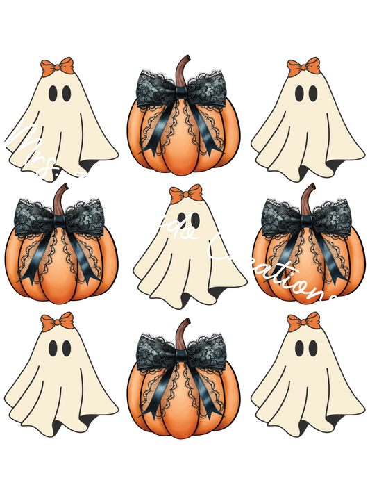 Ghost pumpkin bows