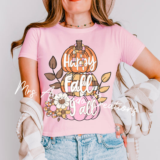 Happy fall y'all stacked pumpkins