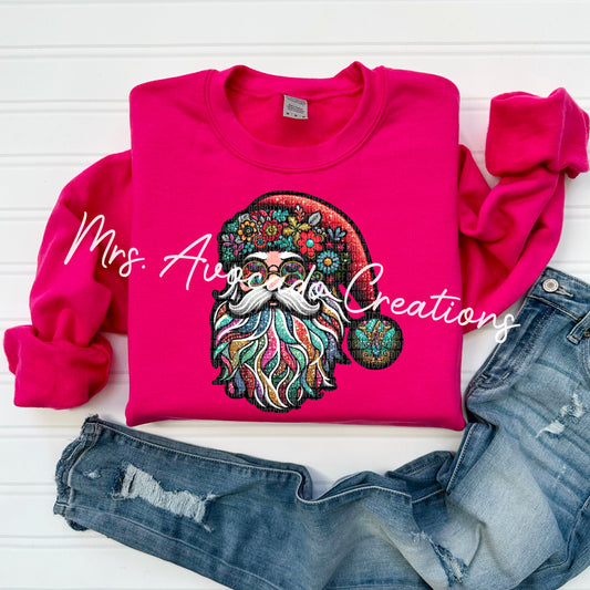 Faux embroidered hippie Santa