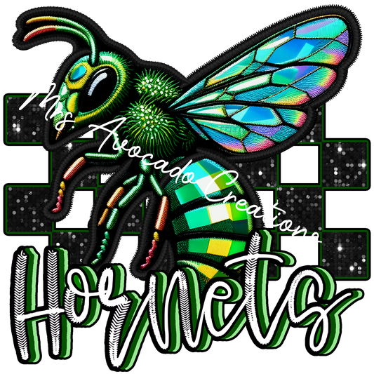 Faux rhinestone Hornets green