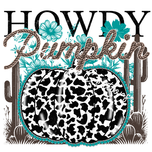 Howdy pumpkin cow print