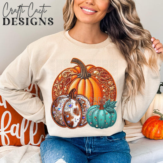 Cow pumpkin trio