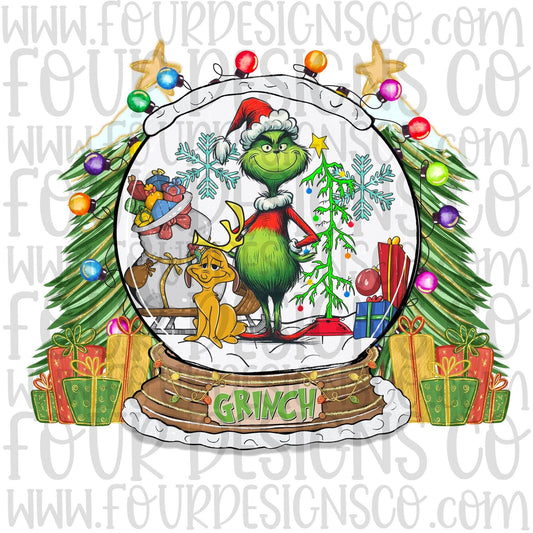 Green Guy snow globe