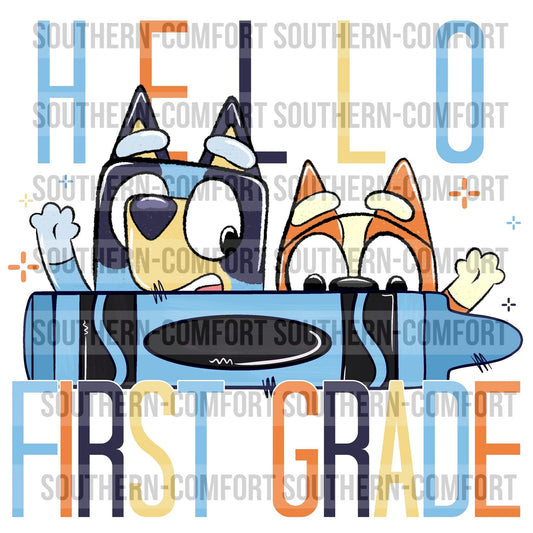 Blue dog hello first grade