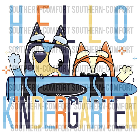 Blue dog hello kindergarten