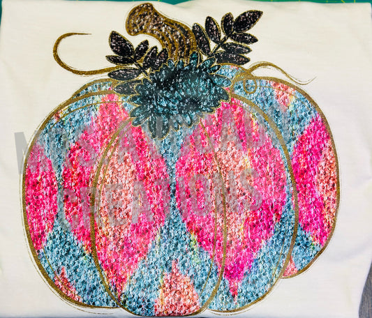 Pink and teal pumpkin