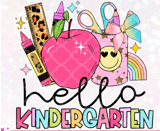 Hello kindergarten pencil apple