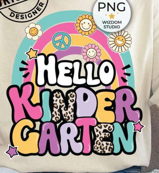 Hello kindergarten rainbow leopard