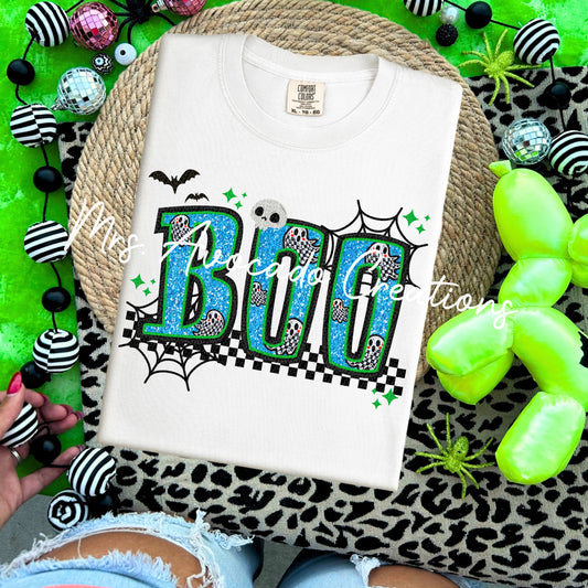 Faux glitter Boo blue