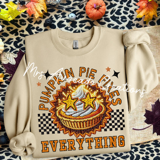 Pumpkin pie fixes everything faux embroidery