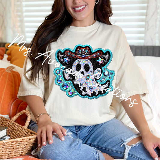 Faux embroider western ghost