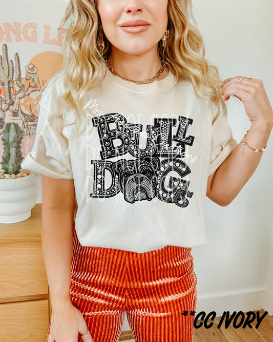 Faux Rhinestone Bulldog