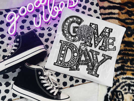 Faux rhinestone game day basketball