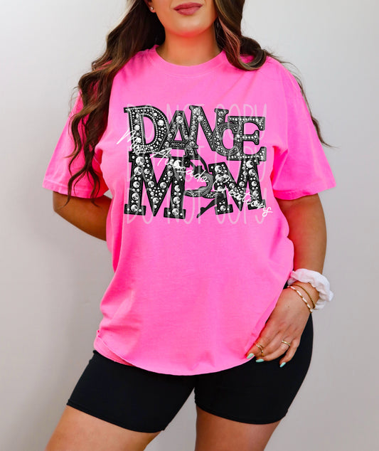 Faux rhinestone dance mom