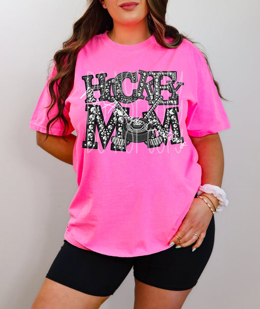 Faux rhinestone hockey mom