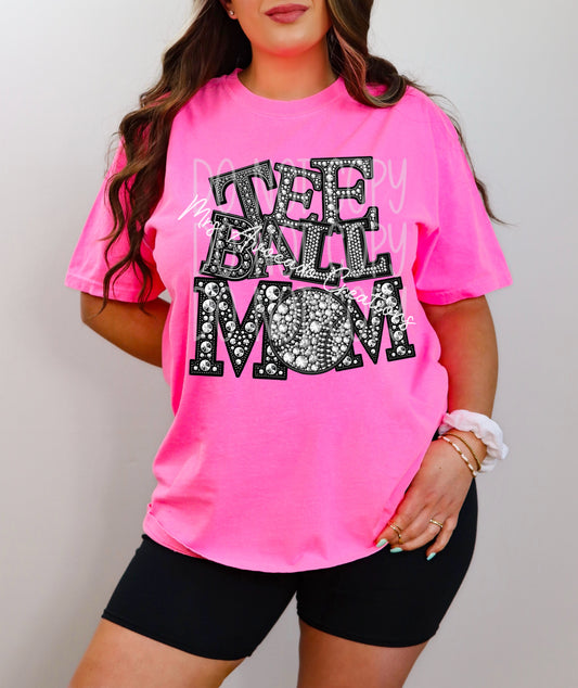 Faux rhinestone tee ball mom