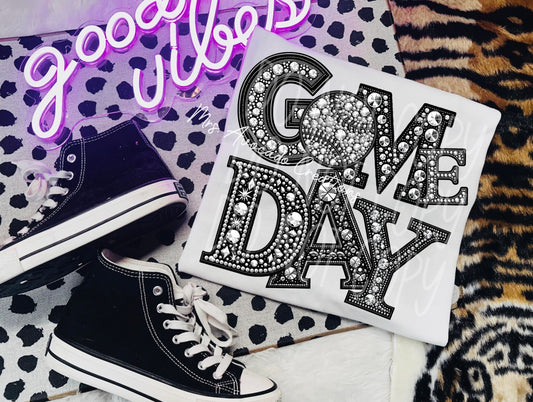 Faux rhinestone game day baseball