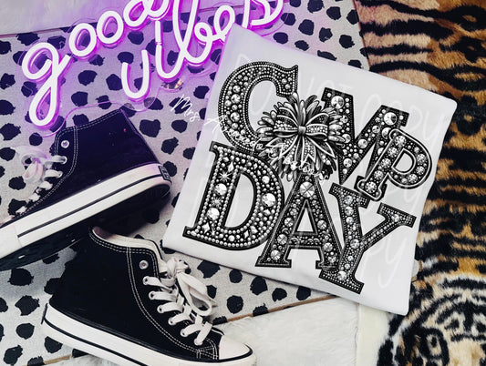 Faux rhinestone comp day cheer