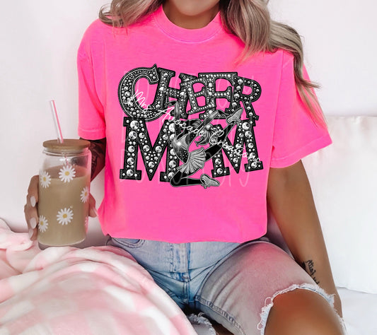 Faux rhinestone cheer mom