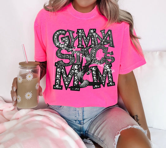 Faux rhinestone gymnastics mom