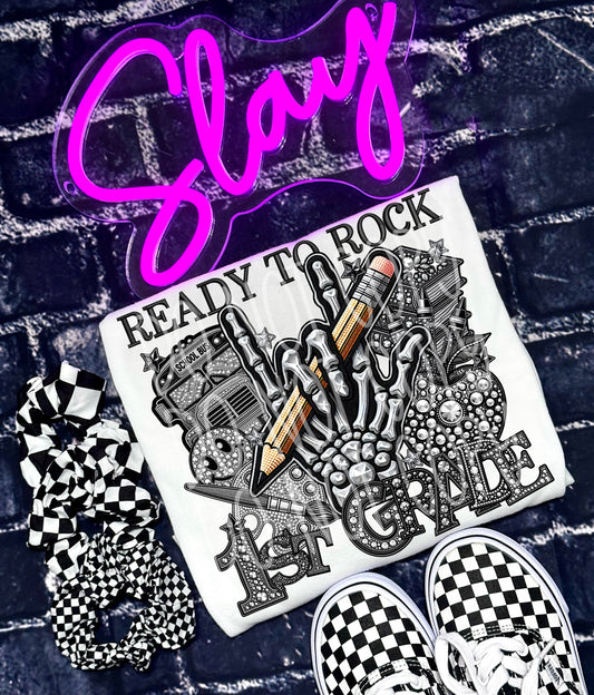 Faux rhinestone ready to rock 1st grade