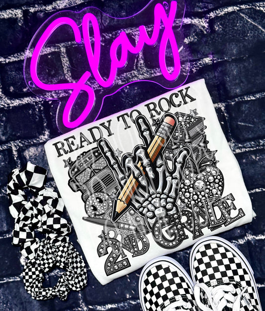Faux rhinestone ready to rock 2nd grade