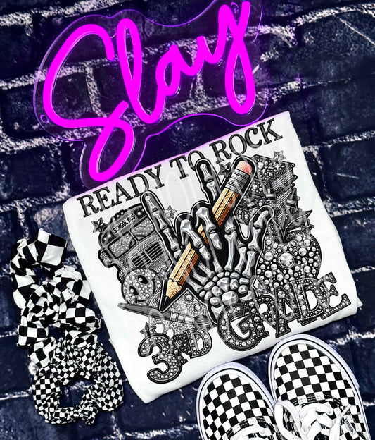 Faux rhinestone ready to rock 3rd grade