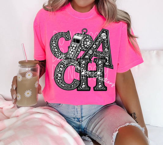 Faux rhinestone coach