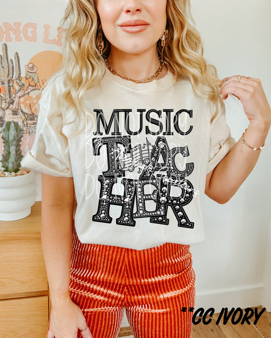 Faux rhinestone music teacher