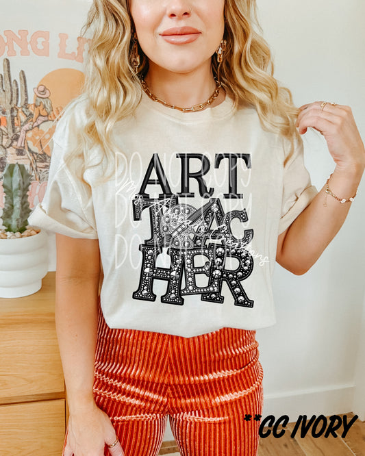 Faux rhinestone art teacher
